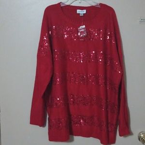 NWT Women's Avenue Sequin Red Sweater